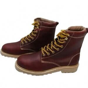 NEW REGA men's lace up leather composite toe work boots in red